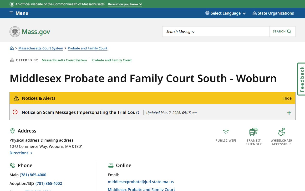 Middlesex County Probate and Family Court serving Medford dissolution of marriage records
