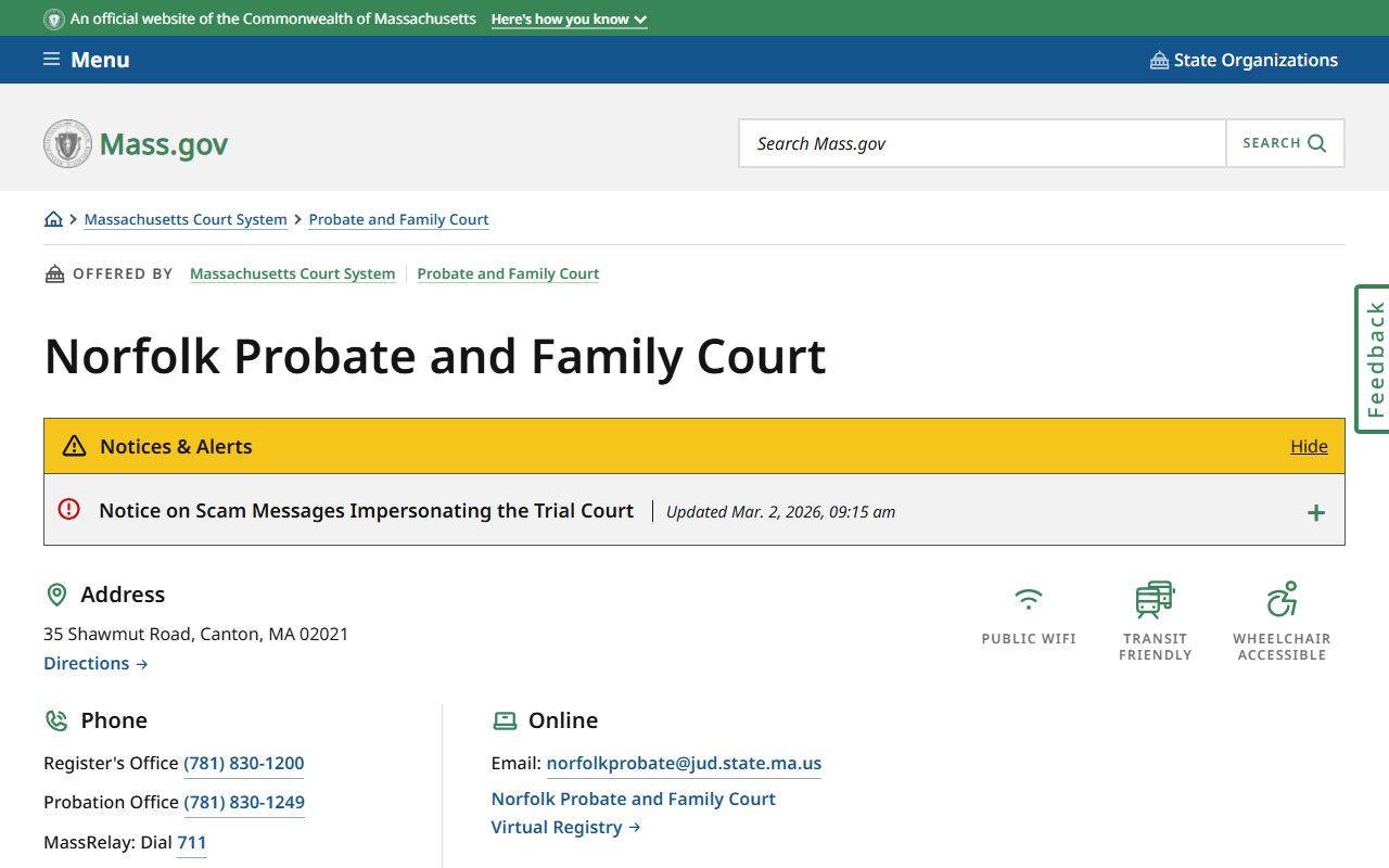Norfolk County Probate and Family Court information for Quincy dissolution of marriage cases
