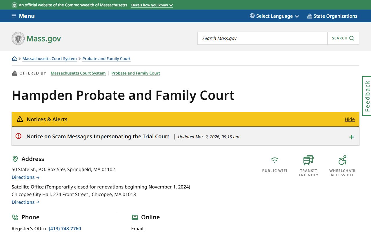 Hampden County Probate and Family Court Springfield dissolution of marriage