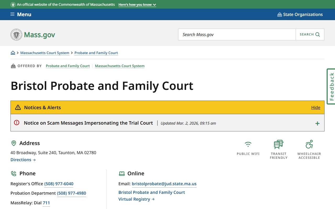 Bristol County Probate and Family Court Taunton dissolution of marriage records