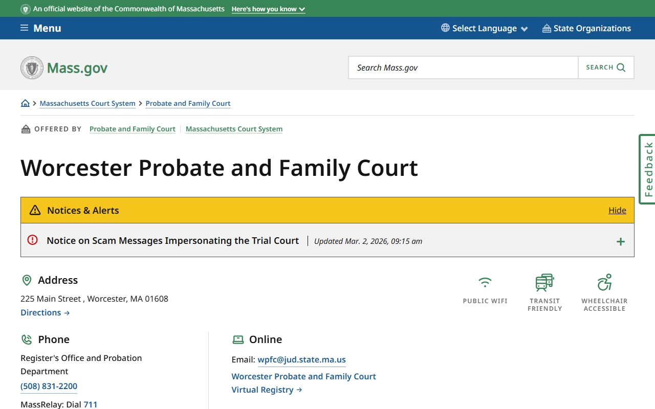 Worcester Probate and Family Court dissolution of marriage