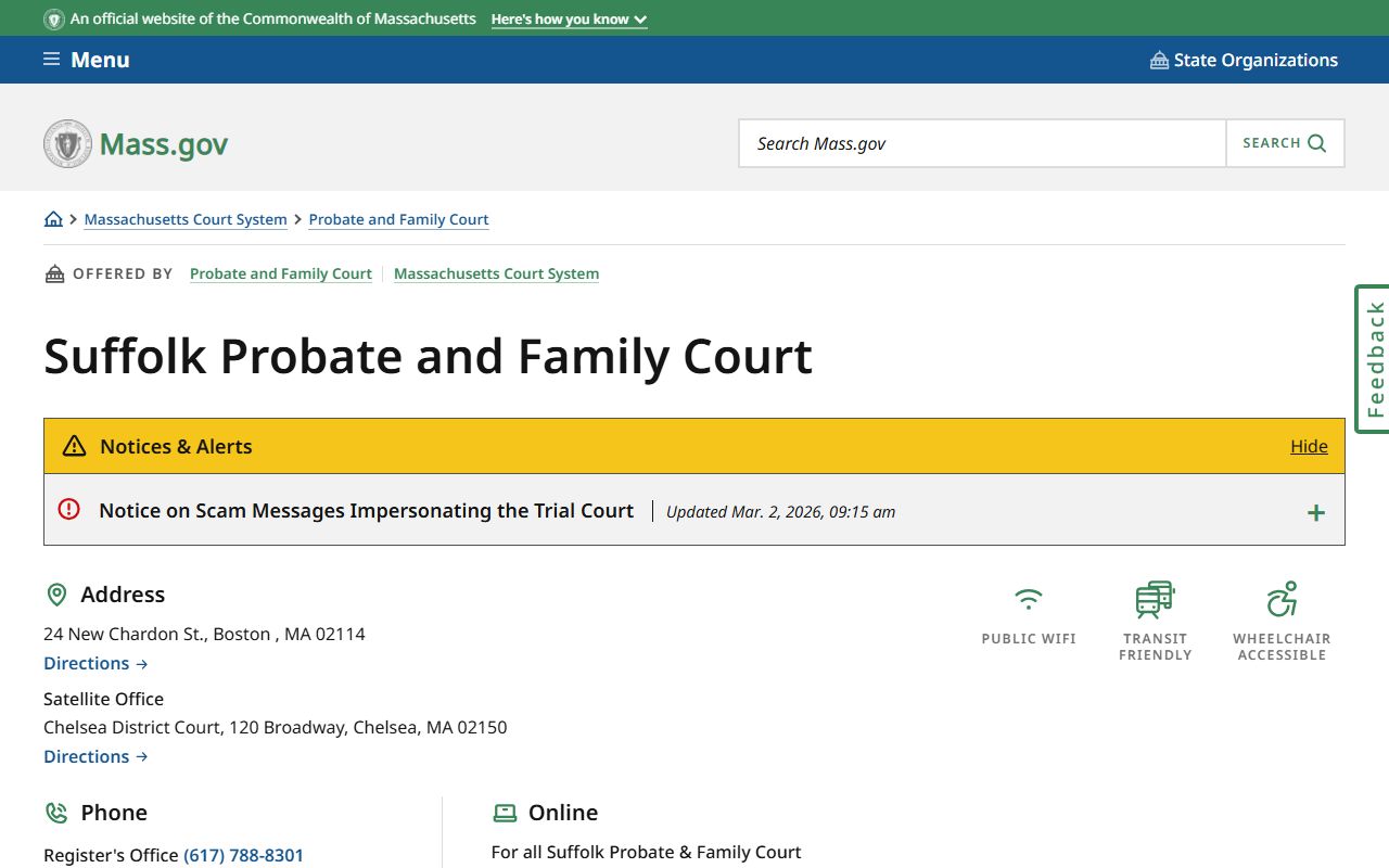 Suffolk County Probate and Family Court website for divorce records
